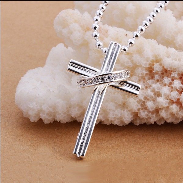 Circle Cross Pendant Necklace Top Quality 925 Sterling Silver Plated