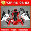 GRATIS 7 geschenken Aanpassen Fairing Kit voor YZF R6 1998 1999 2000 2001 2002 YZFR6 98 99 00 01 02 BIJGELIJKHEID G1H Rood Zwart Wit Motorfiets Carrosserie