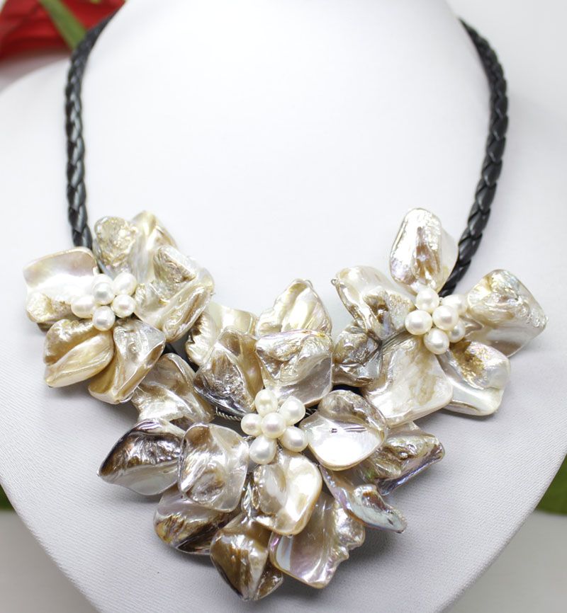 2020 Fashion Jewelry White Shell Pearl Flower Pendant ...