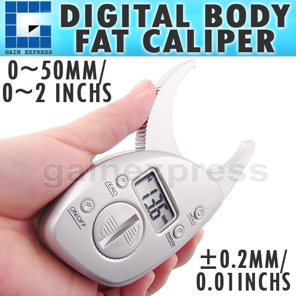 Digital Body Fat Caliper Skin Fold Analyzer Measurement Thickness 50mm 2inch LCD 
