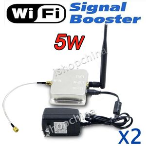Опт 2sets 5W сигнала WiFi Booster 2.4 802.11b / G / N 5000mW Беспроводной широкополосный доступ в Интернет Усилитель Репитер увеличить дальность сигнала для мобильных устройств AT-WB5W