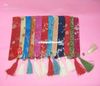 Novelty Silk brocade Printed Chopstick Bag Chinese style Tassel Pouch 50pcs/lot mix color Free shipping