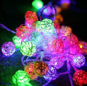 10m LED 38 SZTUK Rattan Vine Cane Ball String Fairy Lights Lampy Boże Narodzenie Decor Wedding 110V-220 V AU UK UE Wtyczka USA