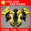 Gratis 7 regalos Kit de carenado ABS personalizado para SUZUKI GSX-R1000 2005 2006 GSXR 1000 05 06 K5 carenados G1q piezas de motocicleta de carrocería amarilla y negra