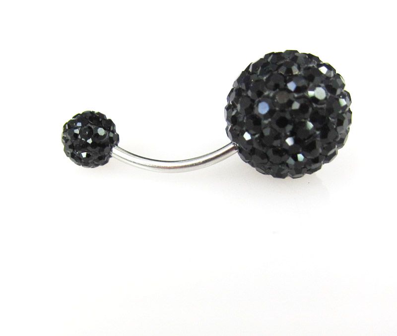 Crystal Double Disco Ball Ferido Belly Bar Navel Belly Button Ring