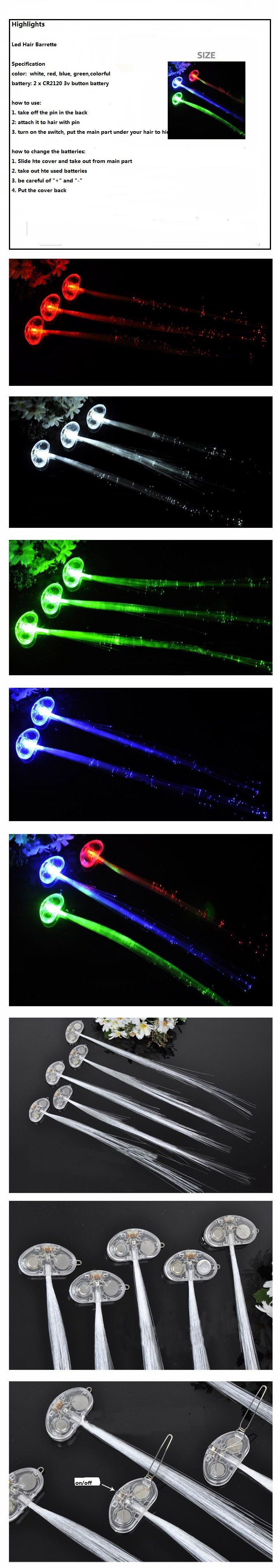 Led Barrette Led Hair Barrette Led Fiber Optic Light Up Hair Barrette