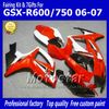 7Gifts injection molding fairings kit for SUZUKI 2006 2007 GSXR 600 750 K6 GSXR600 GSXR750 06 07 R600 R750 red white bodywork fairing