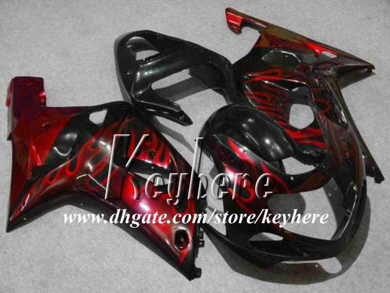 

Free 7 gifts custom race fairing kit for SUZUKI GSX-R600 01 02 03 GSXR 600 2001 2002 2003 K1 fairings G8q red flames black motorcycle parts, Same as picture