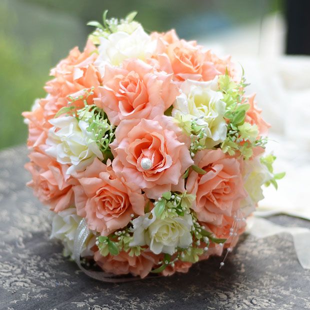 2013 Beautiful Romantic Pe Wedding Bouquet Orange
