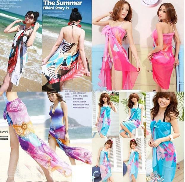 Vestido Sexy Pareo Sarong Bikini Cover Up Scarf Wrap nadar swimwear Beach Beautiful encantador mistura de cor