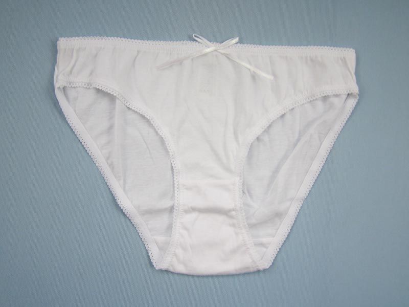 White Female Underpants Elastic Waist With Bowknot 100 Cotton Comfy