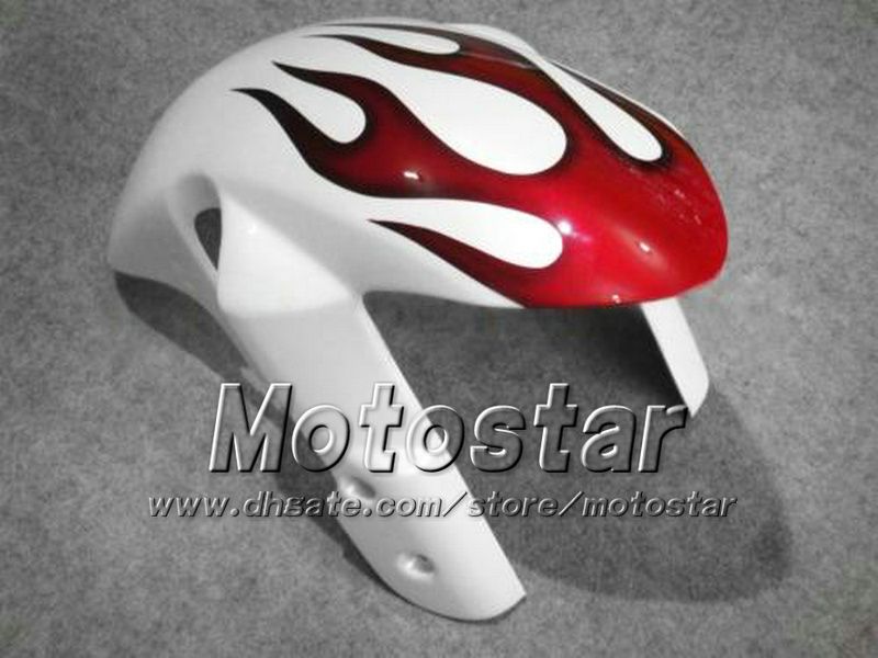 Motorcykelmässor för Suzuki 2008 2009 2010 GSX-R600 GSX-R750 08 09 10 GSXR 600 GSXR750 K8 Red Flame White Fairings Kit