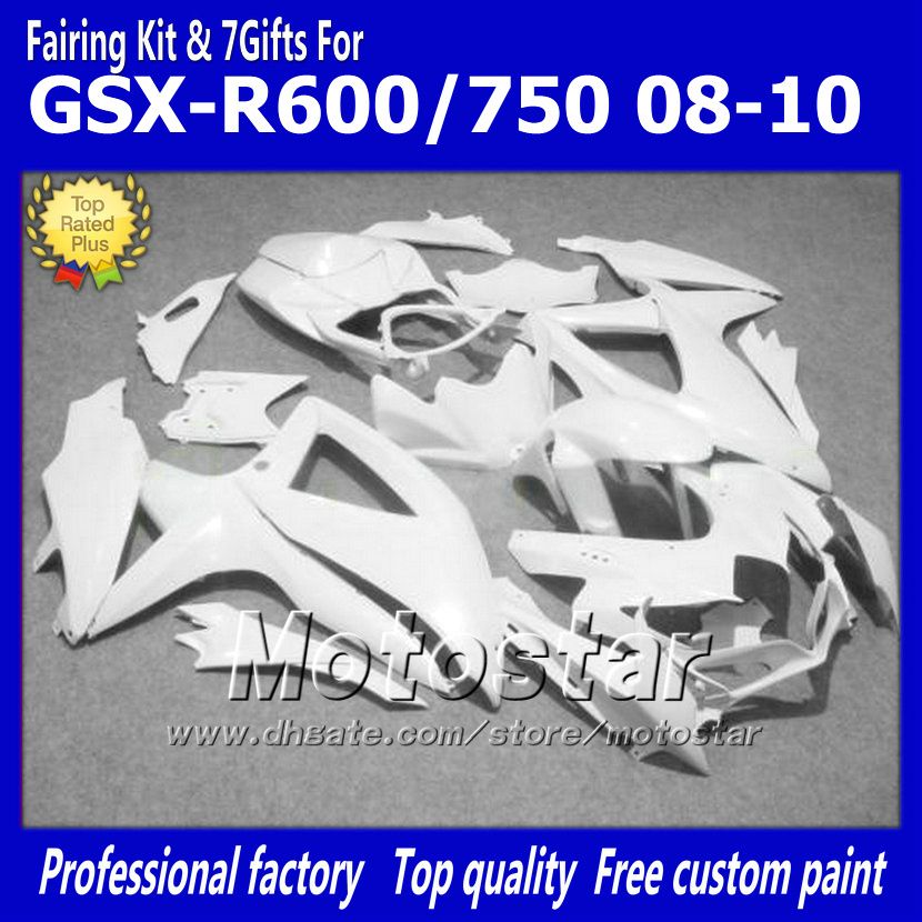 

7 Gifts motorcycle fairings for SUZUKI 2008 2009 2010 GSX-R600 GSX-R750 08 09 10 GSXR 600 GSXR750 K8 glossy white fairings kit ff61, Multi-color