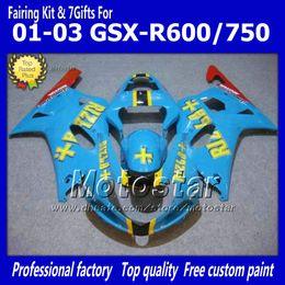 Motorcycle fairings for SUZUKI GSXR 600 750 K1 2001 2002 2003 GSXR600 GSXR750 01 02 03 R600 R750 light blue abs fairing ff63