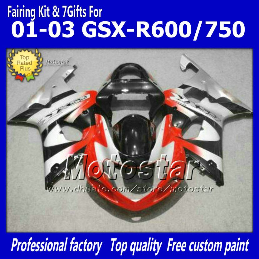Мотоциклевые обтекатели для Suzuki GSXR 600 750 K1 2001 2002 2003 GSXR600 GSXR750 01 02 03 R600 R750 Red Silver ABS FARING FF67