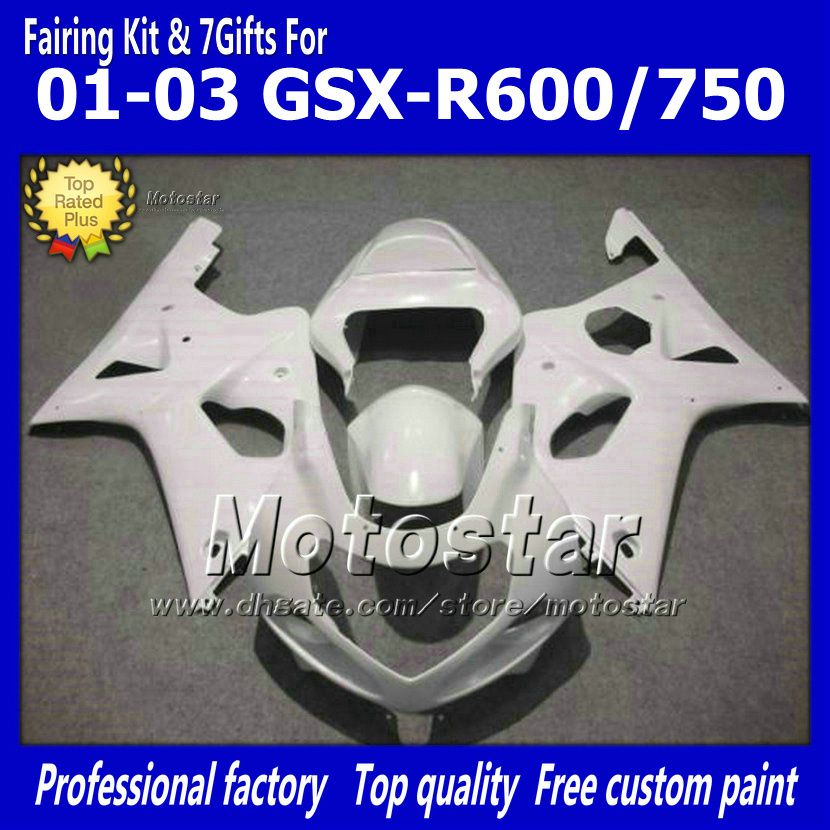 

Motorcycle fairings for SUZUKI GSXR 600 750 K1 2001 2002 2003 GSXR600 GSXR750 01 02 03 R600 R750 glossy white abs fairing ff72, Multi-color