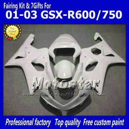 Motorcycle fairings for SUZUKI GSXR 600 750 K1 2001 2002 2003 GSXR600 GSXR750 01 02 03 R600 R750 glossy white abs fairing ff72