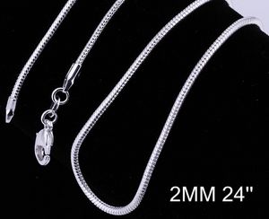 Массовая 925 серебряная мода венецианская змея цепочка ожерелье горячая распродажа 2 мм 20 дюймов 20 шт./лот
