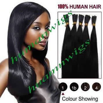 20" 100g Thickly Remy Stick Tip Indian Human Hair Extensions, I-tip Hair Extensions, Jet Black #1, 1g/pcs 