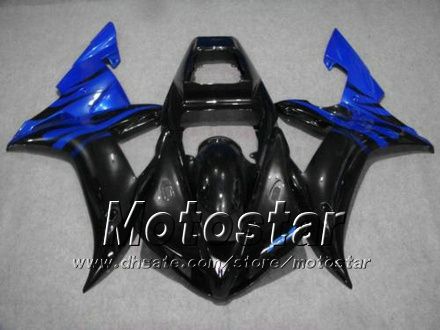 Custom fairings set for YAMAHA 2002 2003 YZF-R1 02 03 YZFR1 02 03 YZF R1 YZFR1000 glossy blue black motorcycle fairing gg26