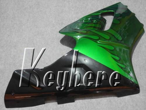 Free 7 gifts ABS Plastic fairing kit for ninja ZX12R 2000 2001 ZX 12R 00 01 ZX-12R fairings G1f black flames in green motorcycle body work