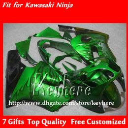 Free 7 gifts ABS Plastic fairing kit for ninja ZX12R 2000 2001 ZX 12R 00 01 ZX-12R fairings G1f black flames in green motorcycle body work