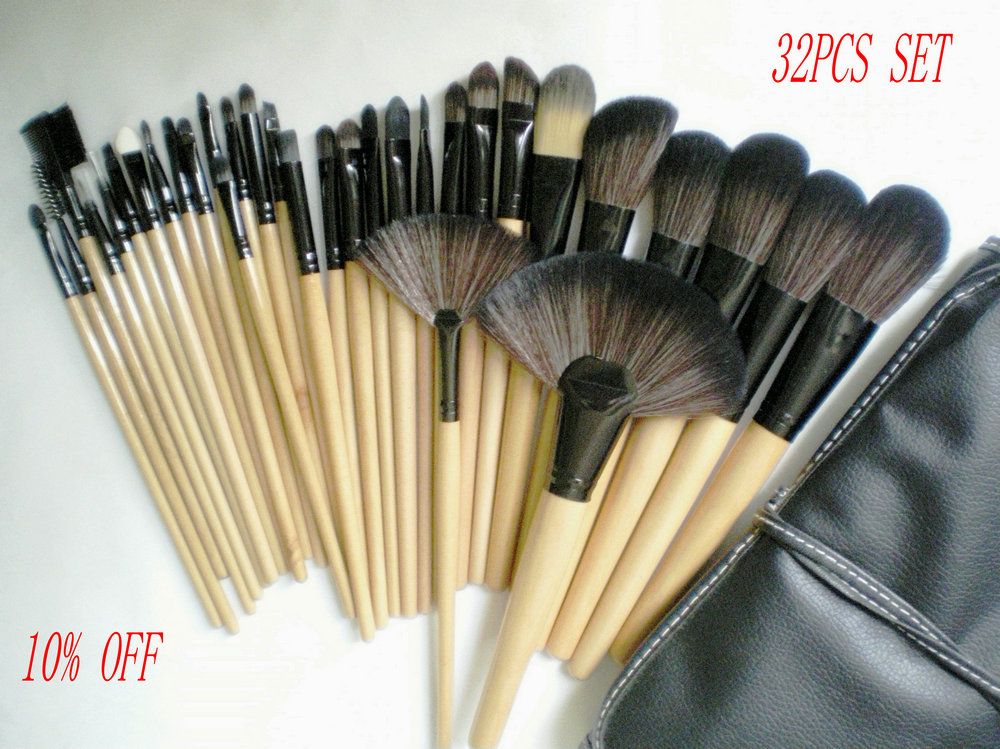 New Hot 10 Discount Professional Cosmetic Brushes Set Synthetic Makeup