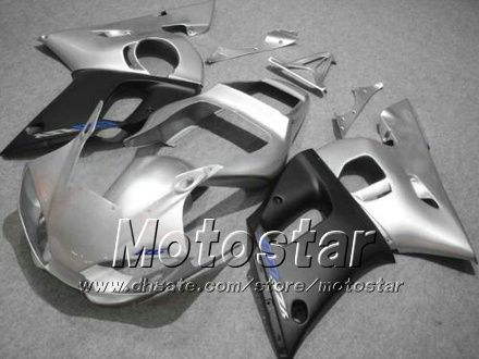Комплект для мотоциклетных мотоциклов для дорожных гонок для Yamaha YZF-R6 1998 1999 2000 2001 2002 YZFR6 YZF R6 Silver Black Mags Set Set HH13