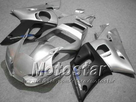 Road Racing Motorcycle Fairing Kit för Yamaha YZF-R6 1998 1999 2000 2001 2002 YZFR6 YZF R6 Silver Black Fairings Set HH13