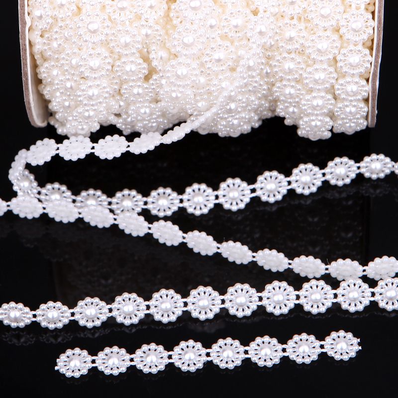 Type-1 VX18 10 metri di sole bianco fiore ghirlanda di perle decorazione centrotavola matrimonio 10 mm di larghezza
