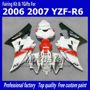 7 Geschenke Verkleidungsset für Yamaha 2006 2007 YZF-R6 06 07 YZFR6 06 07 YZF R6 YZFR600 rot weiß individuelles Verkleidungsset hh43