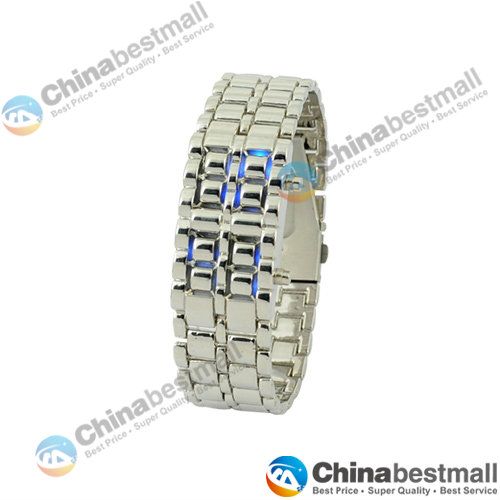 Nouvelles hommes de la mode Femmes Lava Iron Samurai Metal LED Bracelet Watch Wristwatch pour hommes9842832
