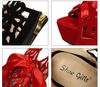 Whoesale Stiletto Boots Romantic Hollow Out Red Black Platform Heels Knee Long Summer Bootie