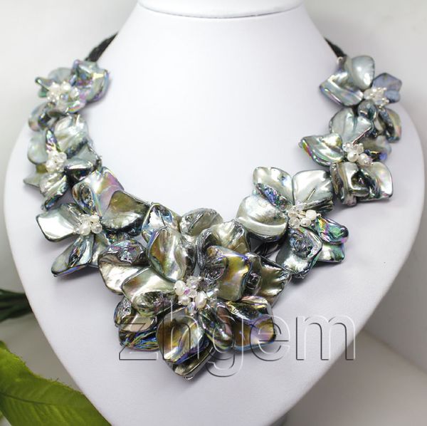 

Мода Ювелирные изделия матери жемчуга оболочки цветок кулон ожерелье 18 "долго