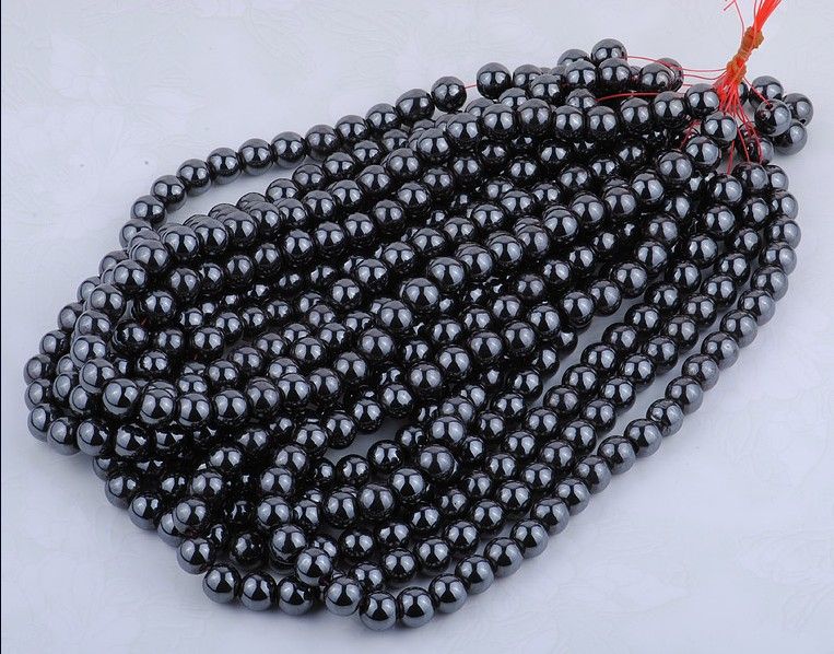 MIC NUOVO 8 mm 200 pezzi Black Natural Jet Ematite gemma pietra rotonda a sfera perle di perle Gioielli Diy9606869