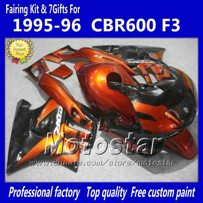 Fairings de carroçaria para Honda CBR600F3 95 96 CBR600 F3 1995 1996 CBR 600 F3 95 96 Laranja Vermelho Preto Fairings