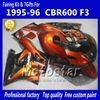 Carrosserie stroomlijnkappen voor HONDA CBR600F3 95 96 CBR600 F3 1995 1996 CBR 600 F3 95 96 oranje rood zwart custom stroomlijnkappen