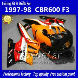 Customize Fairing kit for HONDA CBR600 F3 97 98 CBR 600 F3 1997 1998 CBR 600F3 97 98 orange black custom fairings