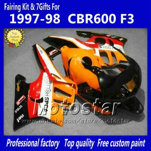 ホンダCBR600 F3 97 98 CBR 600 F3 1997 1998 CBR 600F3 97 98オレンジブラックカスタムフェアリングのフェアリングキットのカスタマイズ