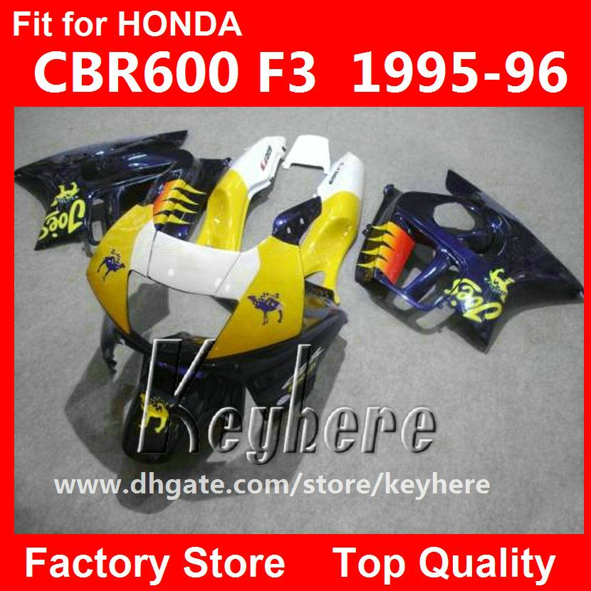 

Free 7 gifts ABS Plastic fairing kit for Honda CBR 600 95 96 CBR600 1995 1996 F3 fairings G3C high grade yellow blue white motorcycle parts, Same as picture
