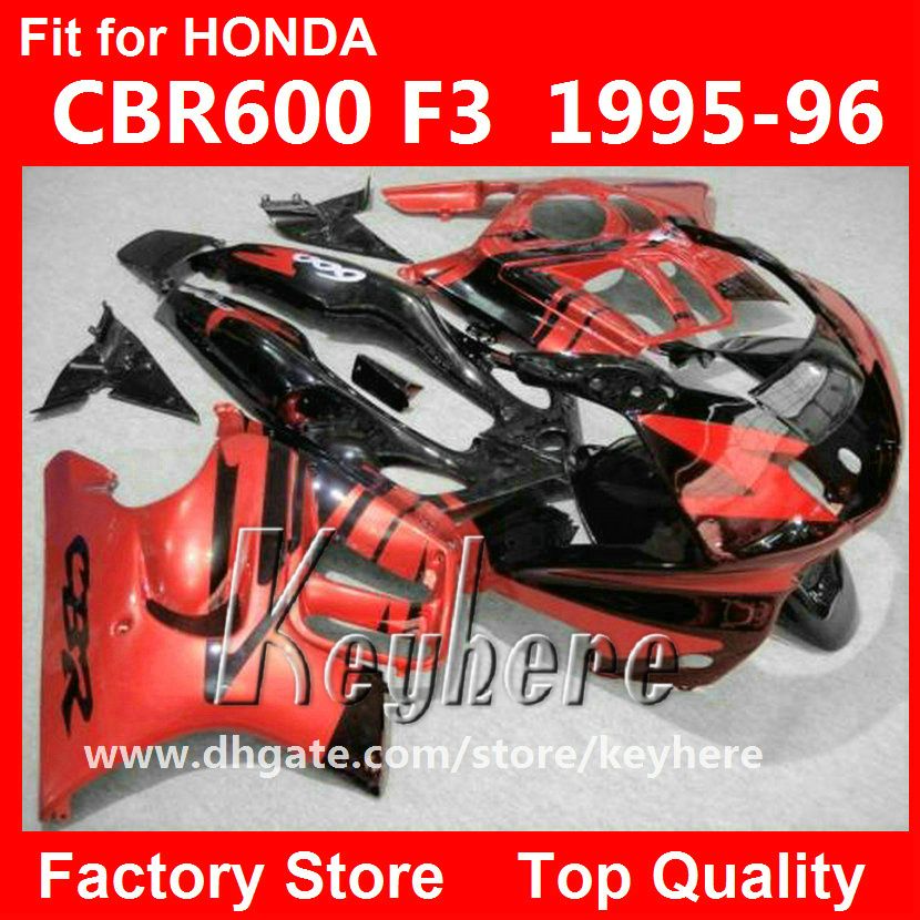 Kit de carenagem de corrida personalizado grátis com 7 presentes para Honda CBR 600 95 96 CBR600 1995 1996 F3 carenagens G5d venda imperdível vermelho preto motocicleta carroceria