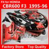 Honda CBR 600 95 96 CBR600 1995 F3 FAIRINGS G5D HOT SALE RED BLACK MOTORCYCLE BODY WORK 용 무료 7 선물 커스텀 레이스 페어링 키트