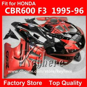 Kostenlose 7 Geschenke, individuelles Rennverkleidungsset für Honda CBR 600 95 96 CBR600 1995 1996 F3-Verkleidungen G5d, heißer Verkauf, rot-schwarze Motorrad-Karosserie