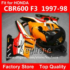 Kostenlose 7 Geschenke ABS-Kunststoff-Verkleidungsset für Honda CBR600 97 98 CBR 600 1997 1998 F3-Verkleidungen G1C neue hochwertige orange-schwarze Motorradteile