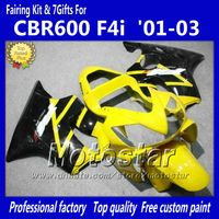 تخصيص fairings هيكل السيارة لهوندا CBR600F4i 01 02 03 CBR600 F4i CBR 600 F4i 2001 2002 2003 أسود أصفر رخيصة دراجة نارية هدية