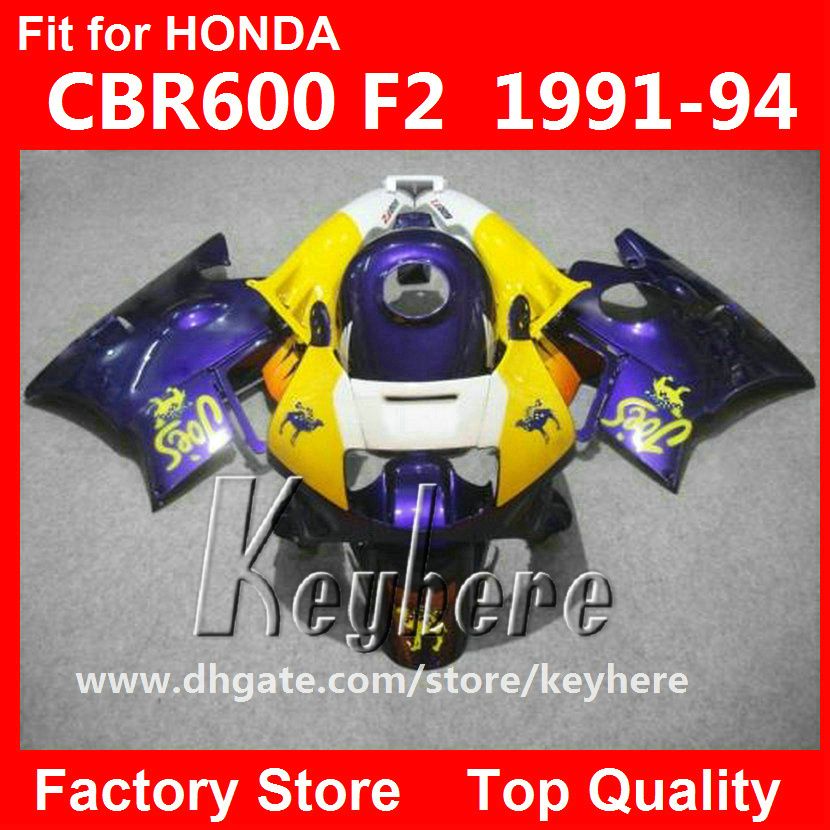 무료 선물 7 혼다 CBR 600 91 92 93 94 CBR600 1991 1992 1993 1994 F2 fairings G1C 고급 노란색 파란색 오토바이 부품을위한 페어링 키트