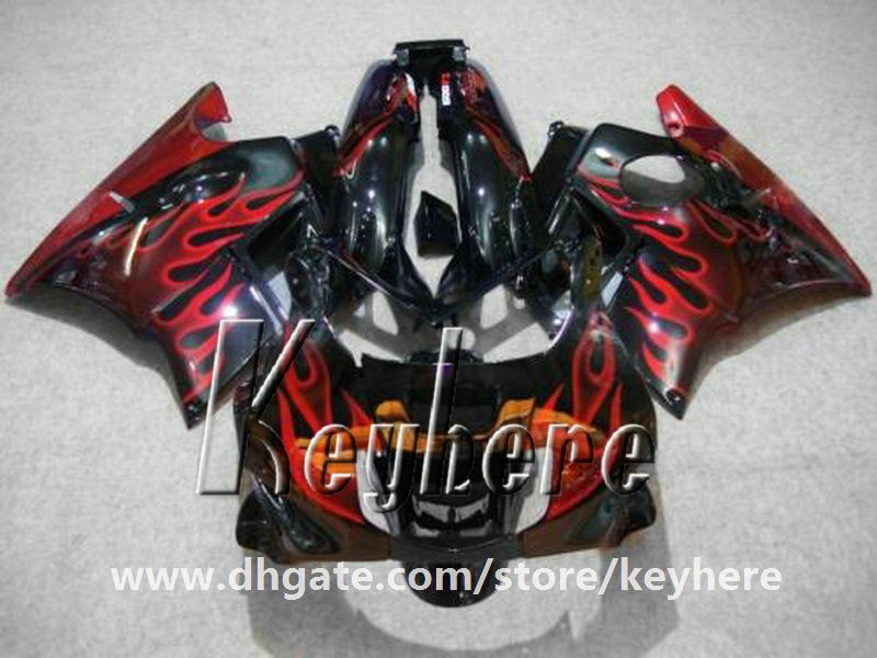 Gratis 7 gåvor Fairing Kit för Honda CBR 600 91 92 93 94 CBR600 1991 1992 1993 1994 F2 Fairings G4C Hot Sale Red Flames Black Motorcycle Parts