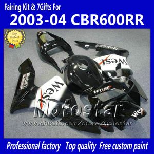 7ギフトフェアリングキットホンダCBR600RR F5 2003 2004 CBR 600 RR 03 04 CBR600 600RRブラックホワイトウエストフェアリングセットKK3