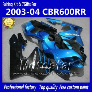 7 Gåvor Fairings Body Kit för Honda CBR600RR F5 2003 2004 CBR 600 RR 03 04 CBR600 600RR Blue Black Fairing Set KK9