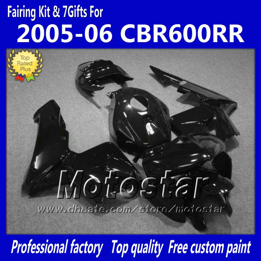 7 Gifts fairings body kit for HONDA CBR600RR F5 2005 2006 CBR 600 RR 05 06 CBR600 600RR glossy black motorcycle fairing kk21